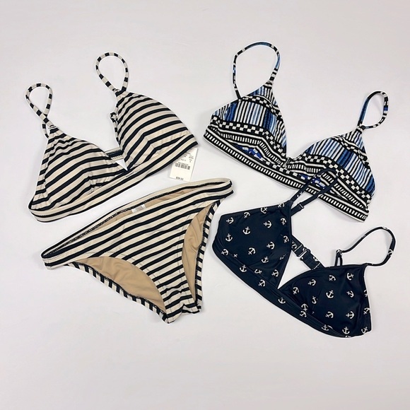 J Crew 4-PC Bikini Bundle, Size S, Navy/Cream - Picture 1 of 15